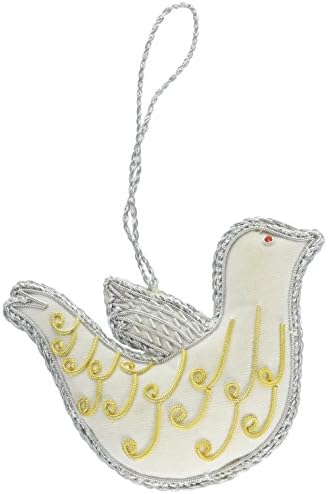 Sitara Collections SC6706 Zardozi Holiday Ornament, Dove White
