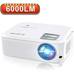 Vidéoprojecteur, WiMiUS 6000 Lumens Vidéo Projecteur Full HD 1920x1080P Natif Rétroprojecteur Supporte 4K 78,000 Heures Projecteur LED Home Cinéma Affichage 300'' pour Présentation PPT Ordinateur,PS4
