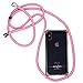 Produktbild Avafair Premium Handyhülle transparent mit rosa Kette Kordel Hals Umhänge Band Phone case with pink Necklace (kompatibel mit iPhone 5/5S/SE)