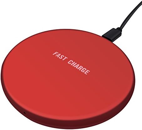 Fast Wireless Charger, Marktol Ultra-Slim Wireless Charging Pad Qi Charger For Apple iPhone 8/8 Plus, iPhone X, Galaxy Note 8, Samsung S8/S7/S6, Nexus 4/5/6/7, and More Qi-Enabled Device (Red)