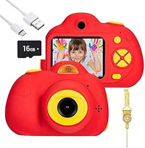 BEISITE Digital Camera for Kids, 1080P HD Video Camera Mini Child Camcorder with 2 Inch LCD Screen Best 8MP Creative Gifts for 3-7 Year Old Boys Girls, Red(16GB Memory Card Included)