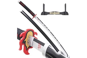 REPLIKSWORD Replik Sword Demon Slayer Katana Tanjiro en Bois Version 2 Kimetsu No Yaiba Sabre + Presentoir Bois Inclus