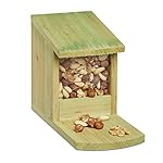 Relaxdays 10020742 Mangiatoia per Scoiattoli da Poggiare in Legno, Resistente alle Intemperie HLP: 17,5 x 12 x 25 cm ca…