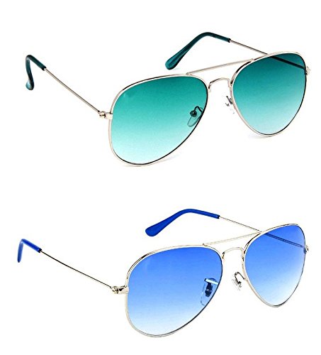 Y&S Combo Pack Of Uv Protected Stylish Branded Aviator Sunglasses For Men Women Boys & Girls ( Green Gradient - Silve Blue ) - 2 Sunglass Boxes RS.245 (90.00% Off) - Amazon