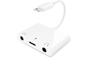 PNBLAECE Adattatore per Cuffie iPhone, 3 in 1 Adattatore Jack Cuffie iPhone con Doppio Jack per Cuffie 3,5 mm e Porta di Ricarica Compatibile con iPhone 14/13/12/11/8/7/Pad