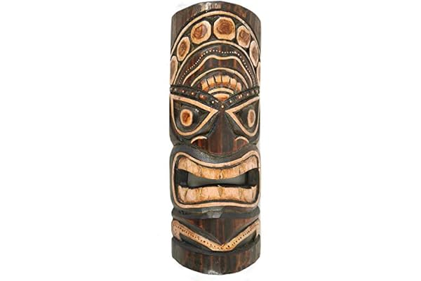 Coco Papaya Tiki-mask 33 cm i trä. Deco Maori Tahiti Polynesien.