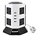 Price comparison product image DoubleYI Extension Lead 8 Way Surge Protector Extension Socket Tower power strip with 8 Gang 6.6 ft 4 USB Ports (5V/4.5A) 1000 Joules Extension Cord