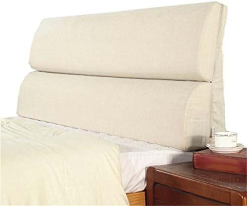 Bed Large Cushions Removable And Washable Double Bed Back Pillow Lumbar Support Bedside Backrest,Beige White ( Size : 203*55cm )