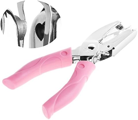 Handheld 1 Hole Punch - Heart Shape, Metal Paper Punch with Skid-Resistant Pink Grip, 36mm Depth Craft Punch For Home Decoration Scrapbooking Tool Office Binding Supplies