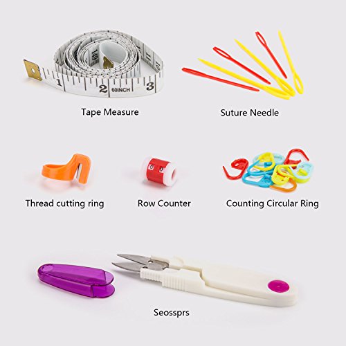 Luxebell Häkelhaken Set 11 Stück Bunte Ergonomische Soft Gummi Comfort Grip Häkeln Stricken Nadeln 32 Zubehör Kit Haushalt Werkzeug mit tragbaren Tasche (Grün) - 3