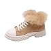 Produktbild JUSTSELL_Schuhe Damen,Frauen Leopard-Druck Baumwollschuhe Lace-Kunstleder Ankle Schuhe Rutschfest Dicker Absatz Schuhe Warm Schuhe für Winter