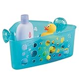 mDesign Duschkorb für Kinder zum Hängen – die ideale Duschablage für Shampoo, Schwämme, Badespielzeug und sonstiges Duschzubehör – aqua durchsichtig