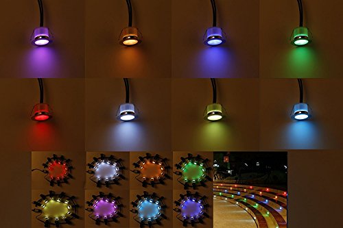 【Promotion】FVTLED 10er Set Treppen Bodeneinbauleuchten Aussen 1W Ø45mm IP67 Wasserdicht Einbaustrahler Terrasse Küche Garten Led Lampe (RGB) - 4