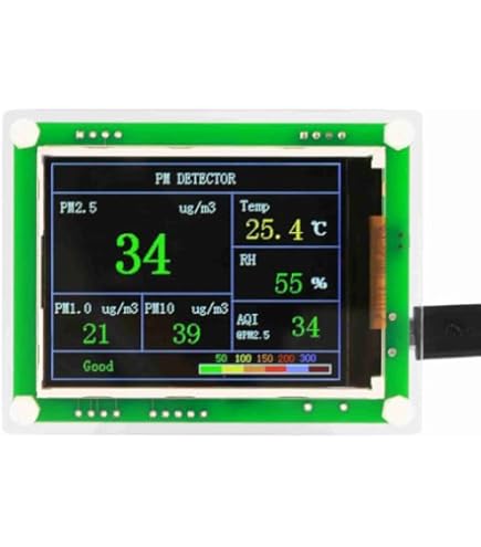 PM 2.5 Detector, DC 5V Digital Air Quality Monitor PM2.5 Detector for Home Office School Hospital Outdoor Car 8.5 X 6.5 Cm
