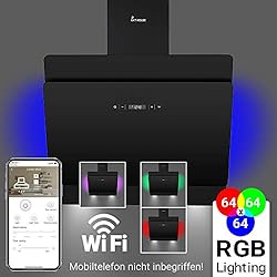 Hotte aspirante murale (60 cm, acier inoxydable, verre noir, 605 m³/h, éclairage LED RVB, contrôle WIFI, touches à détecteur TouchSelect, dépassement automatique) SOLO607SM - KKT KOLBE