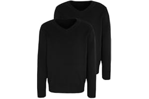 LUXFAB Boys Jumper Pullover V Neck School Uniform Kids Long Sleeve Sweater