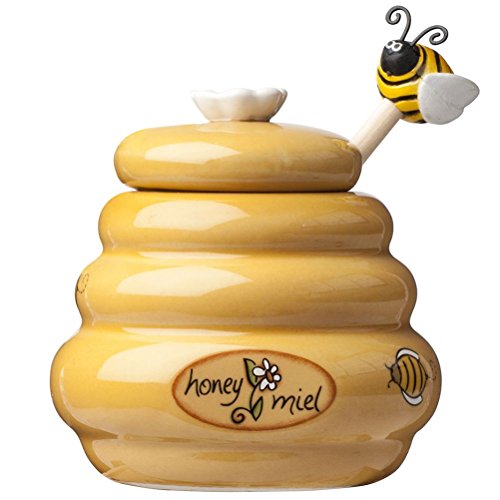 Mysunshine MSC Joie Mini pot à miel en céramique Pot Dipper Jauge Bumble Bee fantaisie