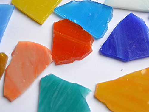 300g, (ca. 50-60St.)Tiffany-Glas Bruchmosaik Steine unbearbeitet bunt - 4