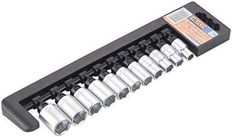'alyco 192225 – SOCKET SET 11 3/8 Une 16507 DIN 3124 Matt Chrome in Plastic Holder