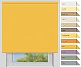  Der Jalousienladen EFIXS Sichtschutzrollo Medium - 25 mm Welle - Farbe: Sonnengelb - Größe: 60x190cm (Stoffbreite x Höhe) - weitere Standard-Größen wählbar