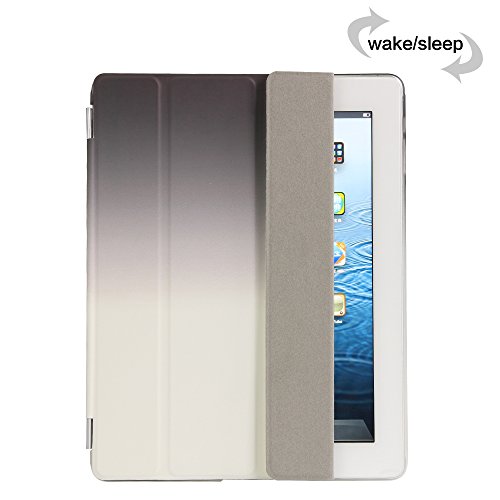 iPad 2 iPad 3 iPad 4 Hülle, DEENOR Rainbow Colour Series Smart Cover Transparent Back Cover Ultra Slim Light Weight Auto aufwachen / Schlaf Funktion Schutzhülle Hülle für Apple iPad 2 iPad 3 iPad 4. (Black and White) - 5