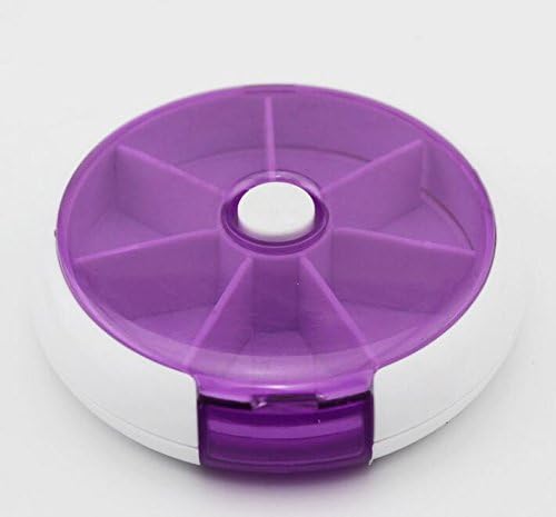 Fengh Portable 7-Day Round Tray Pill Box Cases Container Medicine Dispenser-Random Colors