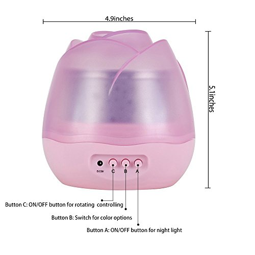 SlowTon Sternenhimmel Projektor, Rosebud Blume Knospen 360 Grad drehbar Star Projektor Rose Nachtlicht Romantische Nacht Lampe Projektion 4 LED Wulst für Haus, Schlafzimmer, Kinder Zimmer, Hochzeit, Geburtstag, Parteien, Rosa - 6