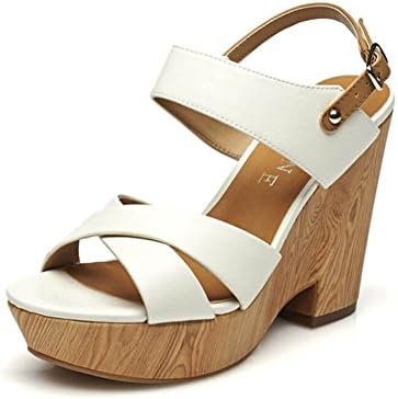 Wood Platform Sandals,Peep-toe Buckle Shoes-B Foot length=23.3CM(9.2Inch)