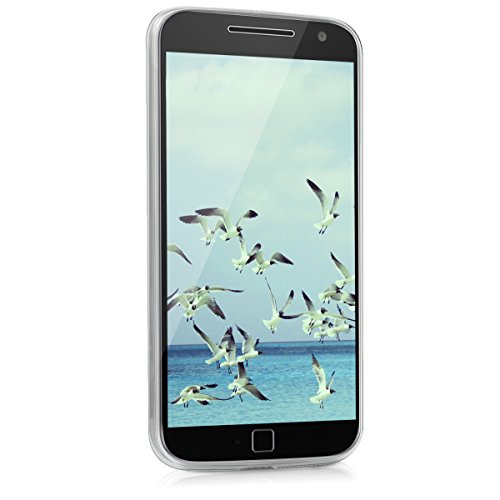 kwmobile Funda para Motorola Moto G4   Moto G4 Plus - forro de TPU silicona cover protector para m  vil - Case Dise  o Smile con coraz  n azul turquesa