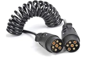 JVJ Adapter Stecker Spiralkabel 7 Polig auf 7-polig Adapterkabel Anhänger Verlängerungskabel 2m männlich 7-polig Verbindungskabel Anhängerkabel Auto weniger 12V