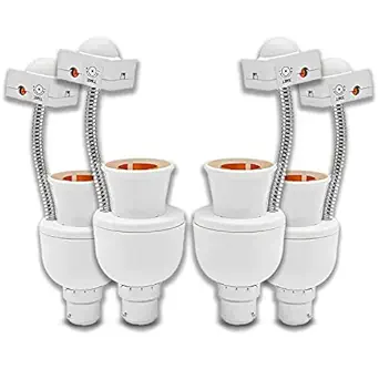 HOSPER Automatic Smart Bulb Motion Sensor LED Light Bulb Holder, Auto Turn On and Off | Smart Lighting for Home | Electricity Saver | Home Improvement Smart Light, White - Pack of 4