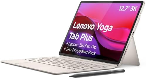 Lenovo Yoga Tab Plus Tablet 12.7” 3K 144Hz con Penna e Tastiera Incluse, Snapdragon 8 Gen 3, 16GB RAM 512GB, Tablet Android AI per Lavoro, Studio e Creatività