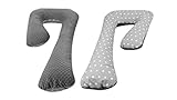 Schwangerschaftskissen Ruhekissen Kuschelkissen Seitenschläferkissen 7-Kissen (Muster: weiße Sternchen auf Grau - grau)