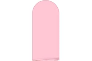 AIBIIN 2x5ft Solid Pink Color Arch Shape Backdrop Round Top Backdrop Arch Frame Cover 2-Sided Fit Background Stand for Wedding Ceremony Birthday Party Baby Shower Banquet Decoration