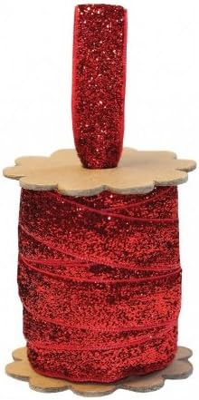 Deva Designs Christmas Ribbon Spool - 4 metres of Red Glitter Ribbon