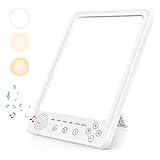 Guyufeadm Light Therapy Lamp,15000lux Sunlight Lamp,15 White Noise Light Therapy With 3 Color Temperature & 5 Brightness Levels, 6 Countdown Timer Daylight Lamp For Home,office