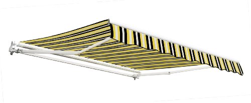 2,5m günstige Gelenkarmmarkise, Gelb und grau gestreift – 300g/qm Polyester - 2