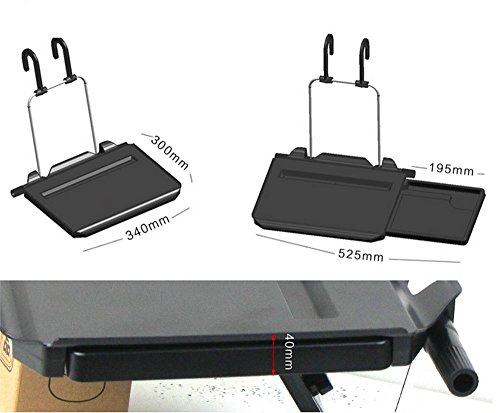 Saflyse 2016 Multifunktion Auto Laptop Klapptisch Tischhalterung Autohalter mit Schublade mit ipad positionsrasten für Auto Rücksitz Kopfstütze und Lenker (1pcs) - 4