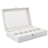 Größe: 30 * 20 * 8 cm Chen Rui(TM) Uhrenbox Uhrenkoffer Uhrenkasten Uhr Display Box Case Kunstleder (Weiß)