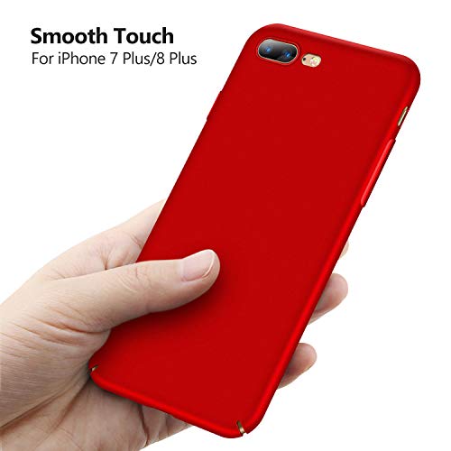 Funda iPhone 7 Plus  Funda iPhone 8 Plus  TORRAS Ultra-delegado   Ultra-fina Carcasa con  Gratis Protector de Pantalla de Cristal Templado  Ligera Caso S  lido Hard Case Anti-rasgu  os   Antihuellas Material PC para Apple iPhone 7 Plus  2016    iPhone 8 Plus  2017  - Rojo Alambrado