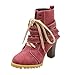 Produktbild OYSOHE Damen Rivet Ankle Boots Mode Gürtelschnalle High Thick mit Kurzen Stiefel Freizeit Frauen Winterschuhe BasicRot38 EU