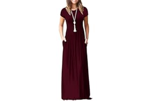 DEARCASE Vestito Donna Maxi, Abito Lungo Casual Morbido a Maniche Corte/Lunghe da Donna, Donna Maniche Lunghe Stampa Floreale Maxi Vestito Abiti Lunghi con Tasche