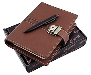 GRYPHUS 2022 Dated TAN Brown Business Planner-2022/Elegant Faux Leather Pocket Office Stationery Appointment Organiser and Diary for Boys and Girls with Pen.