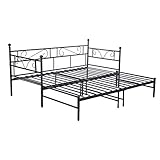 ★Einzelbett Größe: 195x95x95 cm; Erweiterte Größe: 190x177x95 cm, Das beige Tagesbett ist für 2 Matratzen mit einer Größe von 90 x 190 cm geeignet