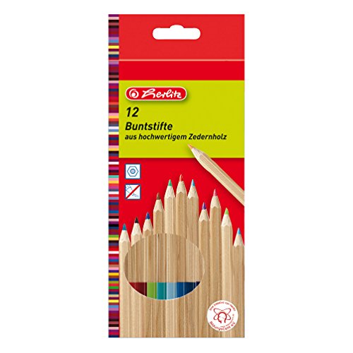 Preisvergleich Produktbild Herlitz Zedernholzbuntstifte, 12 Stück in Hängeschachtel, 12-farbig