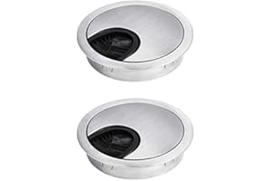 HO2NLE 2 Piezas Pasacables Mesa Oficina 60mm, Pasacables de Metal Plata para Escritorio Tapa Cables Mesa Redondo para Embellecedor Agujero Mesa Gestión de Cables Encastrable USB Muebles