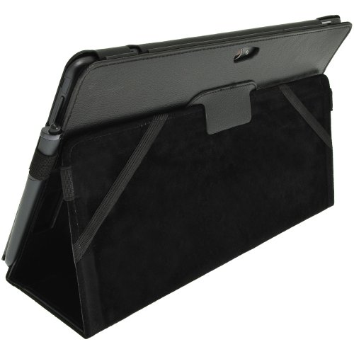 igadgitz Schwarz PU Ledertasche Hülle Folie Cover für Asus Vivo Tab TF810 11.6″ Tablet mit Multi Winkelbetrachtung Stand + Tastatur Dock - 4