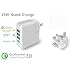 Produktbild Fone-Stuff Travel-Ladegerät, 3 USB Port + Typ C (UK Adapter) für iPhone, Mobiltelefone, Tablets mit Schnellladung 3.0 Tech - Weiß