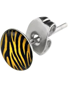 2 Stück Ohrstecker OS 80 kla Zebra Schwarz Gelb 7 mm Edelstahl Stecker Unisex Ohrringe