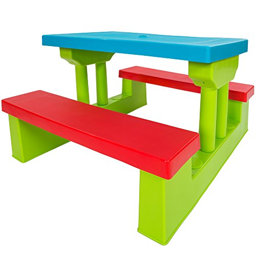 TecTake Ensemble de jardin pour enfant 2 bancs parasol table d'activité